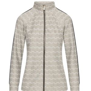 NWT Anne Klein Chevron Knit Zip Front Jacket size M